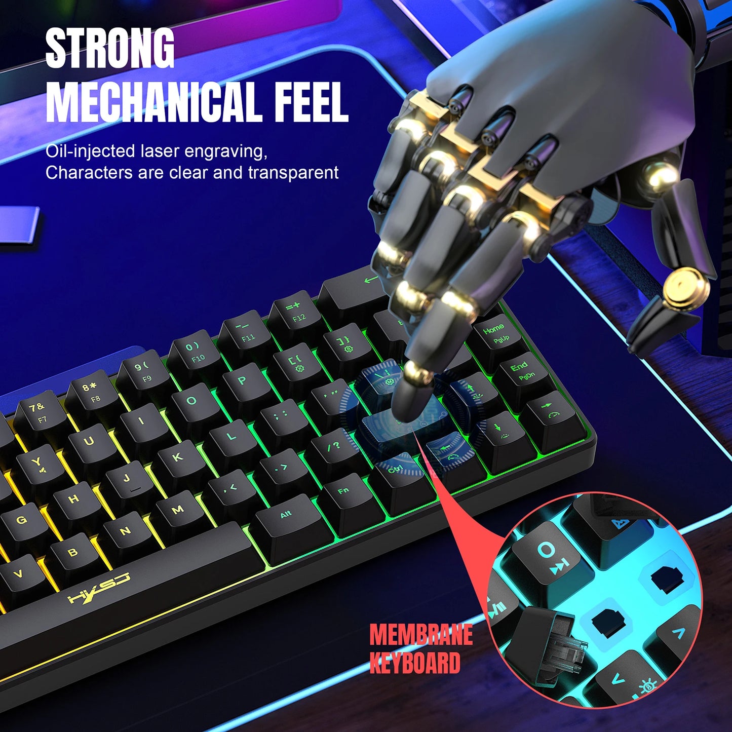 Wired K68 RGB Streamer Mini Gaming Keyboard