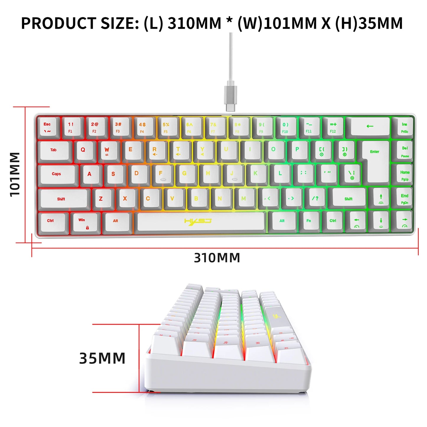 Wired K68 RGB Streamer Mini Gaming Keyboard