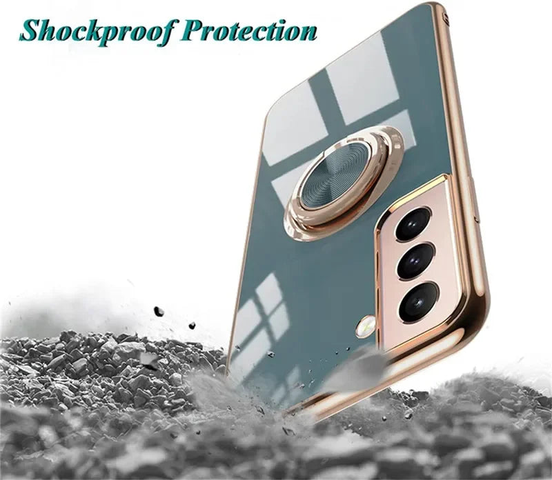 Plating Silicone Case 5G Cover With Ring Holder
