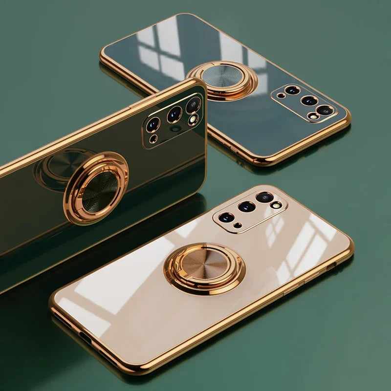 Plating Silicone Case 5G Cover With Ring Holder