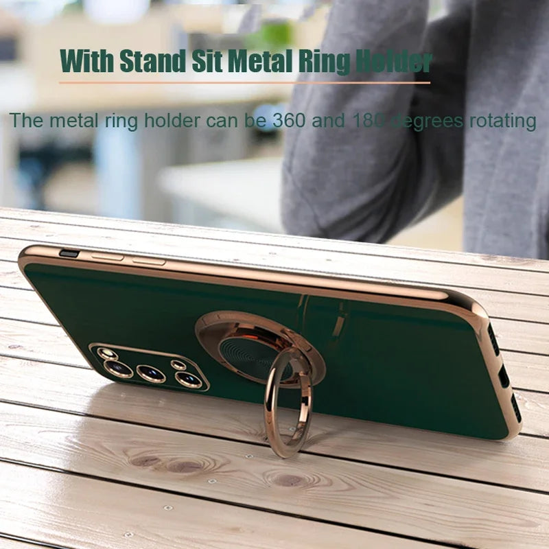 Plating Silicone Case 5G Cover With Ring Holder