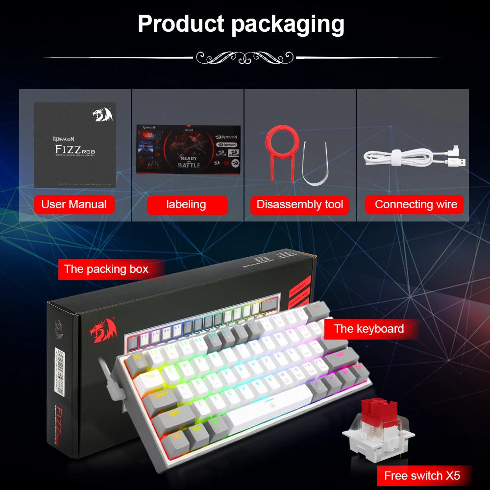 RGB USB Mini Mechanical Gaming Wired Keyboard