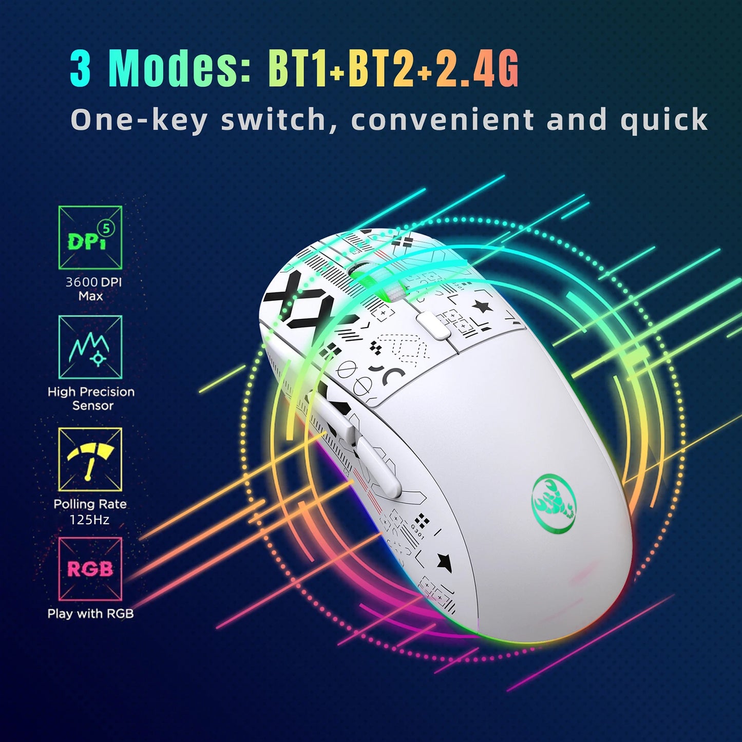 T90 2.4G Wireless Mechanical RGB Gaming Mouse