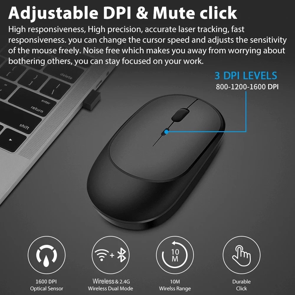 Wireless Rechargeable Bluetooth-compatible Mouse