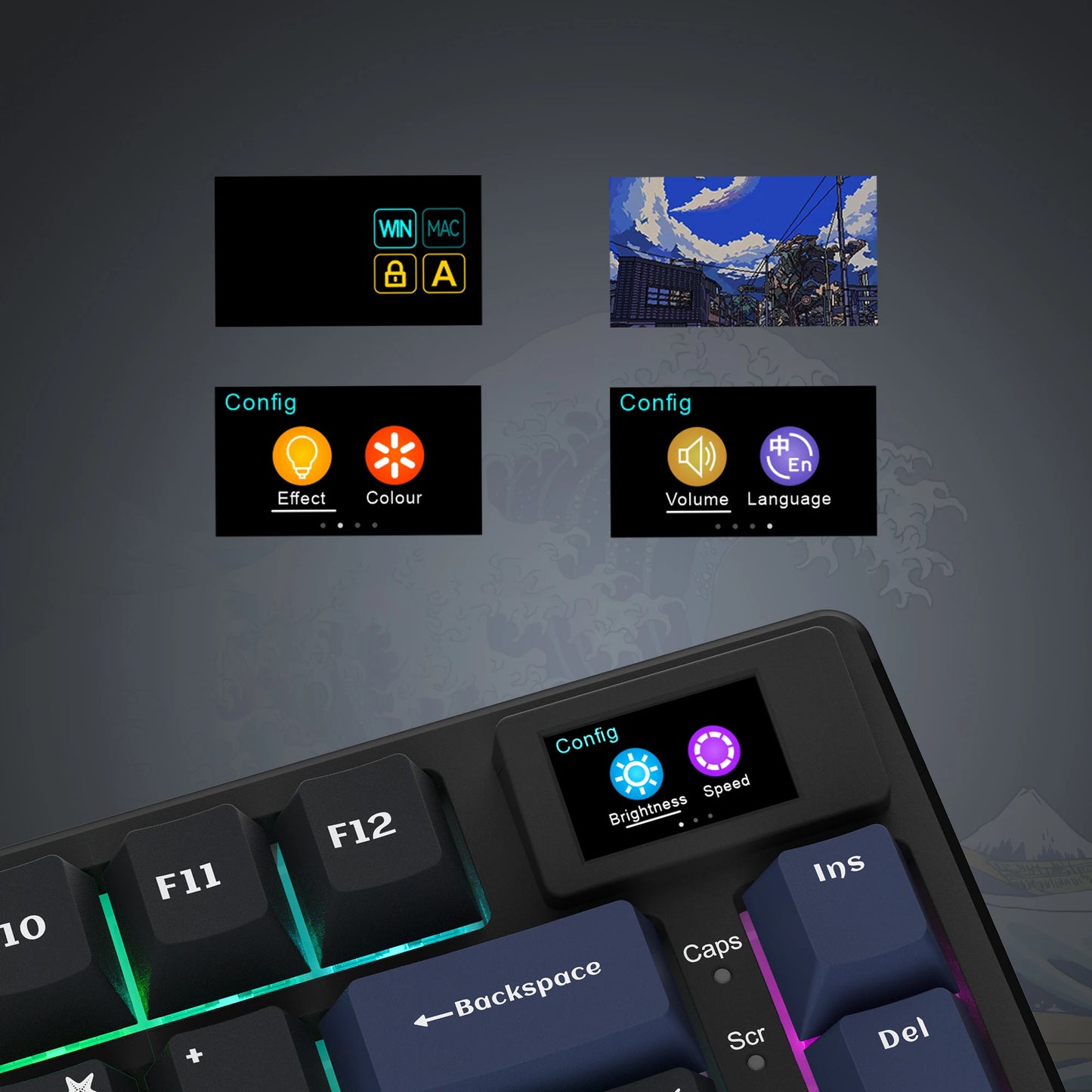 Wired Mechanical Gaming Keyboard with OLED Display