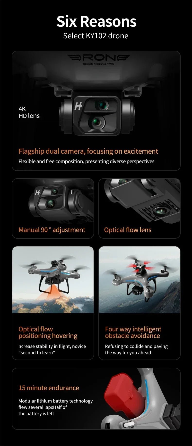 Ky102 Drone 8k Profesional Dual-camera Aerial Photography 360 Obstacle Avoidance Optical Flow Four-axis Rc UAV 10000m