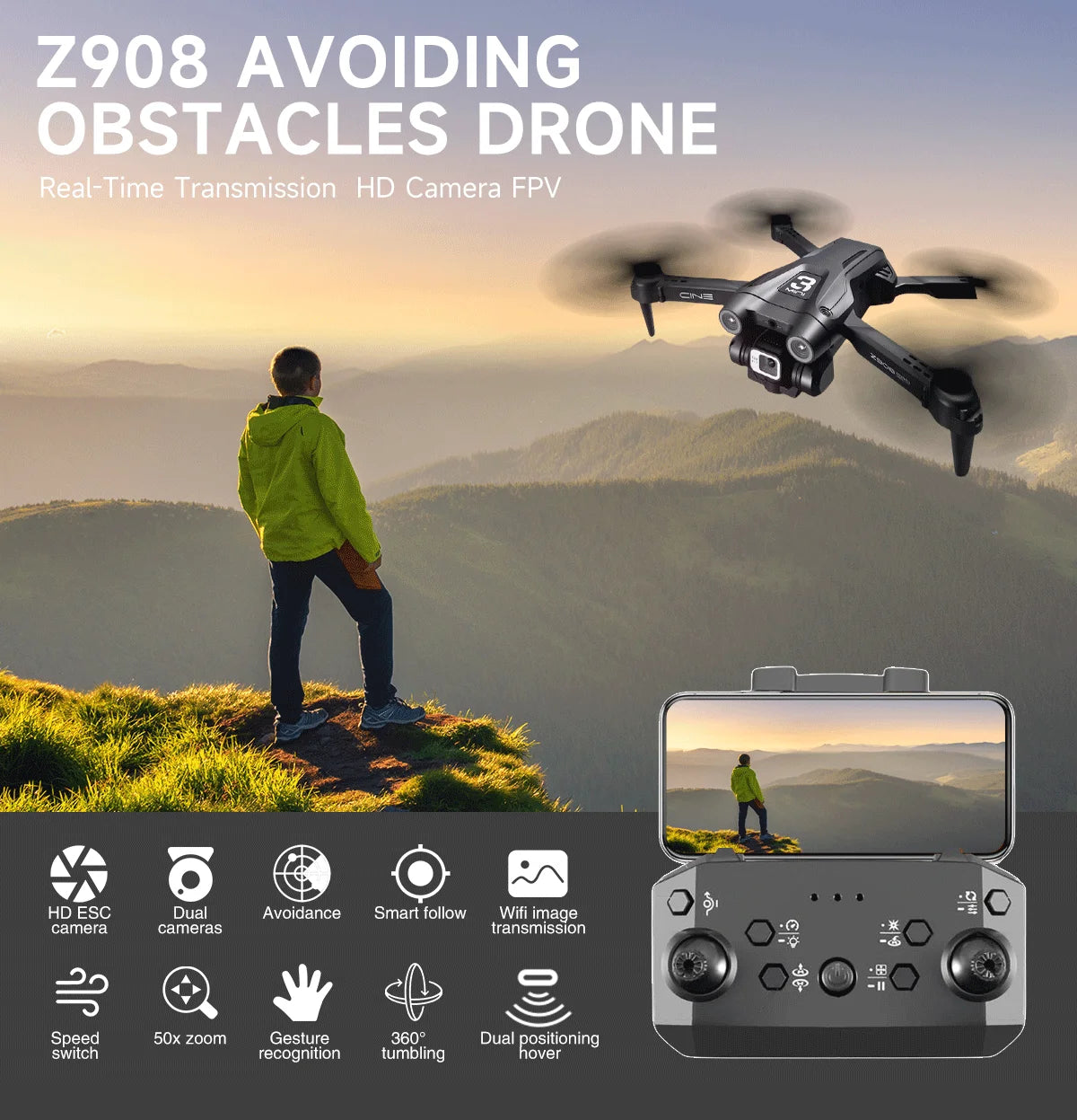 HOT Z908 Pro / MAX Mini Drone 4k Professional Camera 2.4G WIFI Obstacle Avoidance Helicopter Remote Control Quadcopter RC Toys