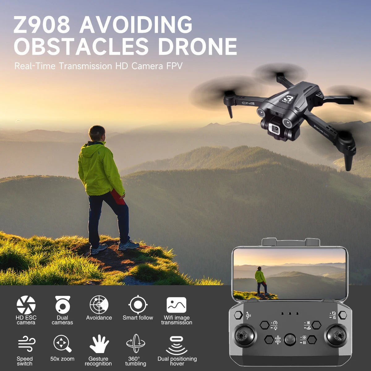 HOT Z908 Pro / MAX Mini Drone 4k Professional Camera 2.4G WIFI Obstacle Avoidance Helicopter Remote Control Quadcopter RC Toys