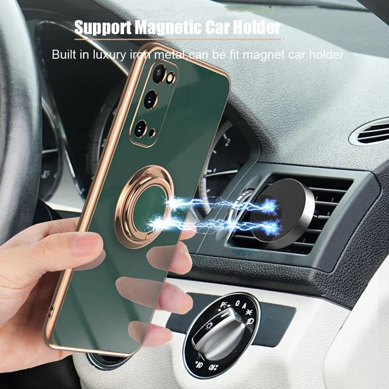Plating Silicone Case 5G Cover With Ring Holder