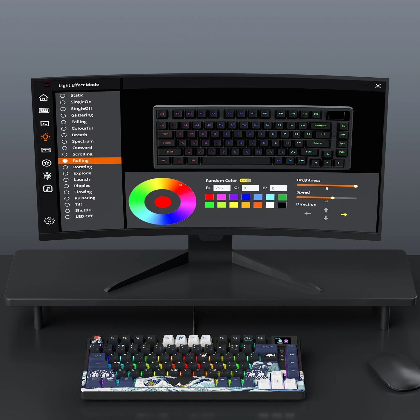 Wired Mechanical Gaming Keyboard with OLED Display