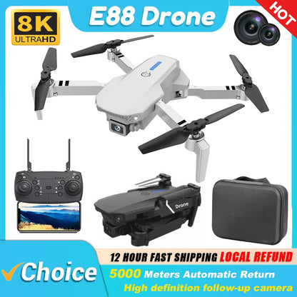 KBDFA 2025 E88 Professional Wide Angle RC Dron HD 4K Camera Mode Foldable Helicopter Aircraft Quadcopter Drone Kid Gift Toys