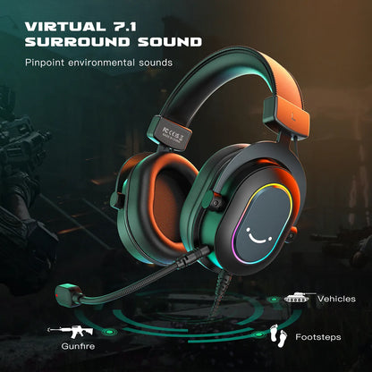 Dynamic RGB Gaming Headset with Mic Over-Ear Headphones