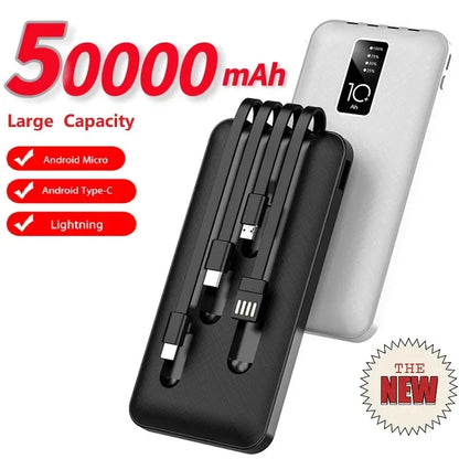 50000mAh Power Bank Fast Charge Comes With 4- Wires